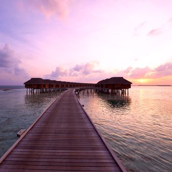 Beautiful sunset at Maldivian beach