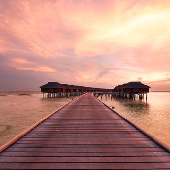 Beautiful sunset at Maldivian beach