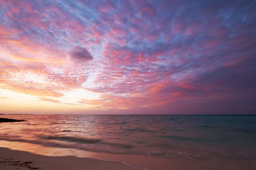 Beautiful sunset at Maldivian beach