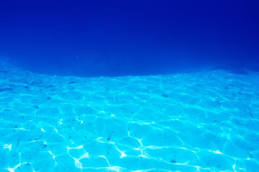 A white sand bottom in clear water at Maldives