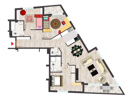 Architectural plan drawings with editing marks