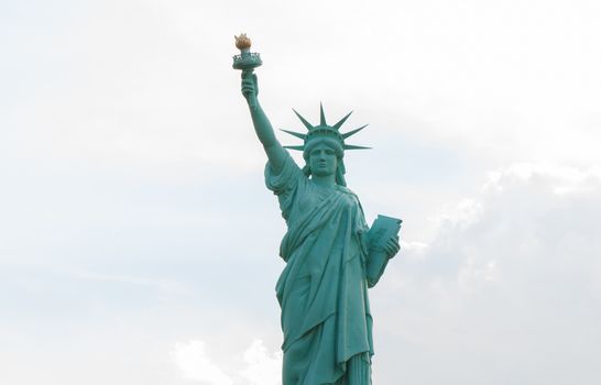 statue of liberty is reproduced to mini size in mini siam, Thailand.