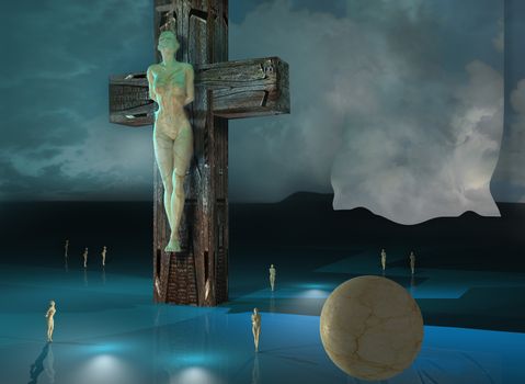 Figure of Crucifixion made in 3dmax end hand painted in photoshop