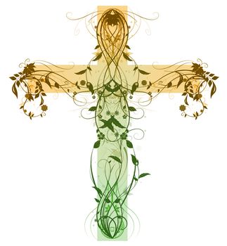 Green Floral Cross made with bevel and  emboss effect