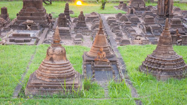 Wat mahathart is reproduced to mini size in mini siam, Thailand.