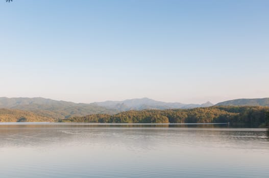 mountains landscape with waters and clear sky