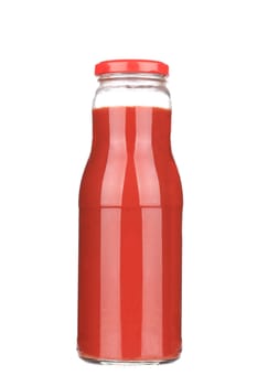 Jar with tomato paste isolated on white