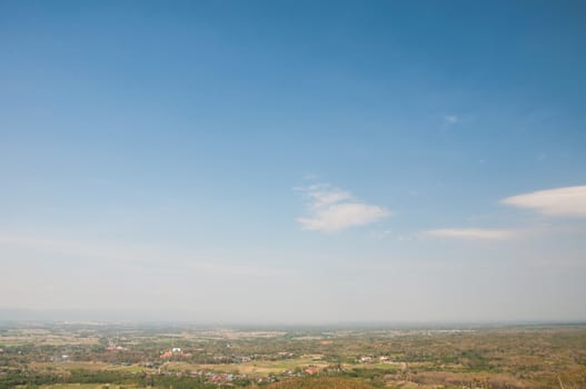 Phrae city skyline on cloudy day and blue sky