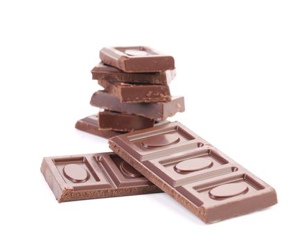 Stack of chocolate bars. isolated on a white background