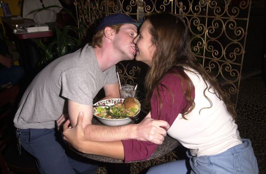 Seth Green and girlfriend Chad at the Daily Grind on Melrose to see a performance artist. 07-09-00 hang out in Hollywood to see a local performer. 07-09-00