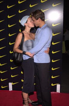 Sarah-Jane Potts and Erik Palladino at a party honoring two-time Tour de France winner Lance Armstrong in Beverly Hills. 07-27-00