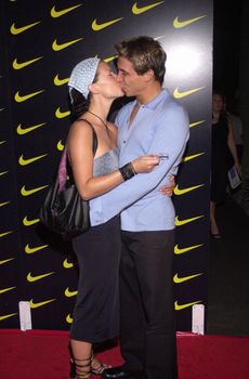 Sarah-Jane Potts and Erik Palladino at a party honoring two-time Tour de France winner Lance Armstrong in Beverly Hills. 07-27-00