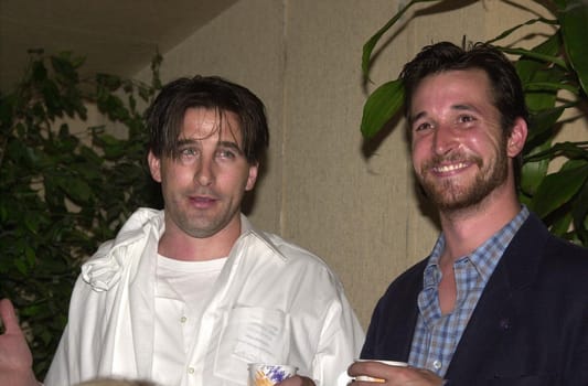 William Baldwin and Noah Wyle at a meeting of SAG and AFTRA where members showed their support for the strike against the advertising industry. Sag/Aftra headquarters, 06-13-00