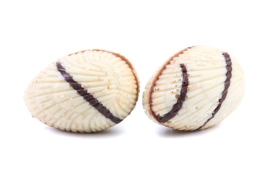 Two chocolate shells. Isolated on a white background.