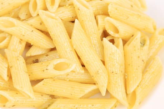 Pasta on plate close up. Macro. Whole background.