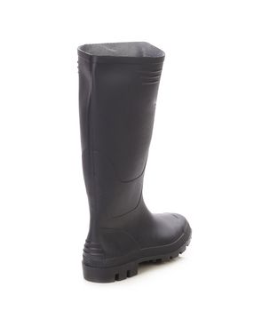 High rubber boot. Isolated on a white background.