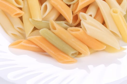 Pasta on plate close up. Macro. Whole background.