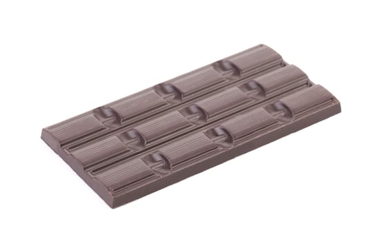 Close up of chocolate bar. Isolated on a white background