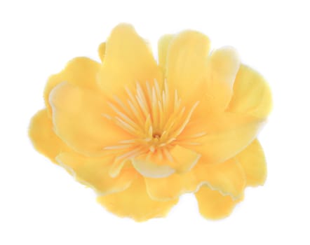 Yellow artificial flowers. Isolated on a white background.