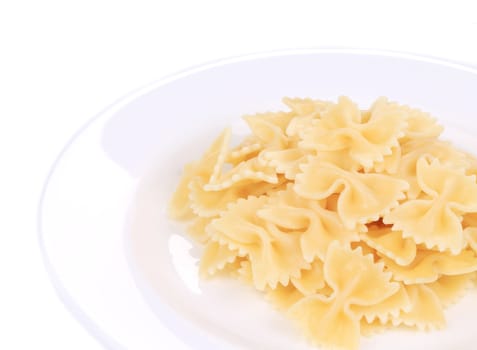 Pasta on the plate. Isolated on white background.