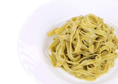Pasta on the plate. Isolated on white background.