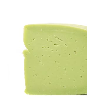 Green cheese. Isolated on a white background.