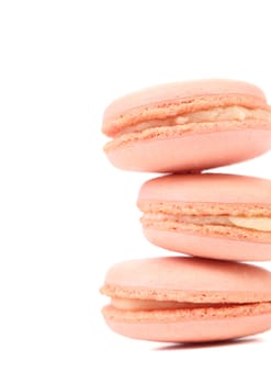 Stack of macaron cakes. Isolated on a white background