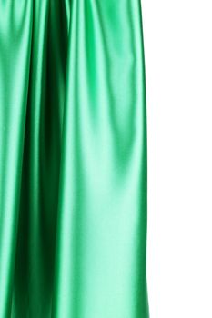 Emerald green silk. On a white background.