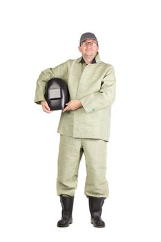 Smiling man in uniform. Isolated on a white background.