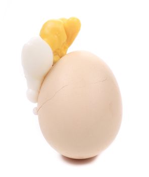 Broken boiled egg. Isolated on a white background.
