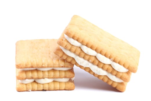 Cookies with white chocolate. Isolated on a white background.