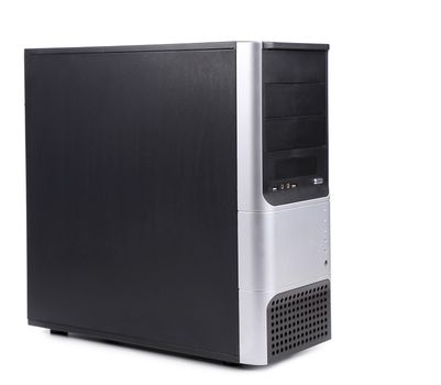 Black computer case. Isolated on a white background.