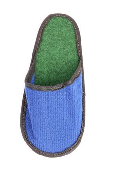 Blue slipper on a white background. Isolated on a white background.