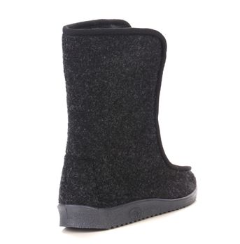 Black felt boot. Isolated on a white background.