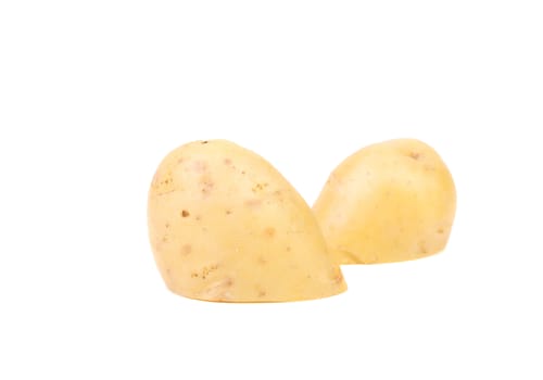 Cutted white potato. Isolated on a white backgropund.