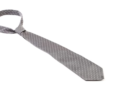 Close up of gray man's tie. Isolated on a white background.