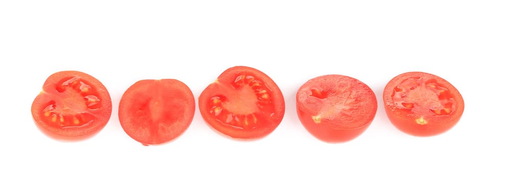 close up of Tomato slice. isolated on white background.