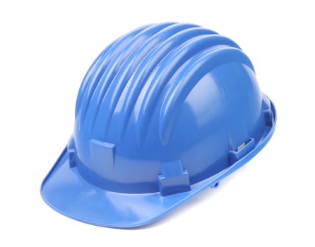 Blue safety helmet. Isolated on a white background.