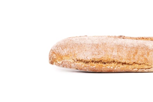 close up of Crackling white bread. Isolated on a white background.