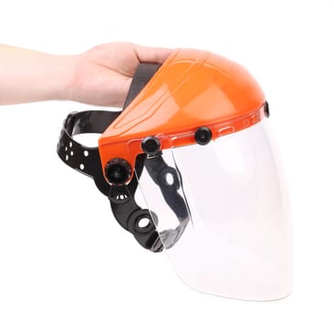 Helmet with protection glass. Isolated on a white background.