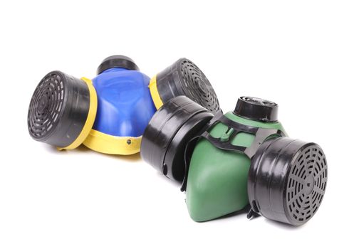Respirators closeup. Isolated on a white background.