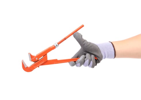Working hands with tools. Isolated on a white background.