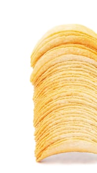 Stack of potato chips. isolated on a white background