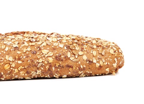 Bread made from whole grain. Isolated on a white background
