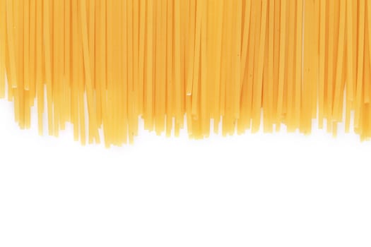 Frame of spaghetti up. Isolated on a white background.
