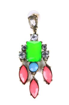 Brooch with different gems. Isolated on a white background.