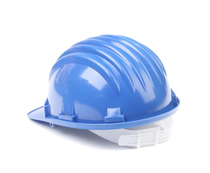 Blue safety helmet. Isolated on a white background.