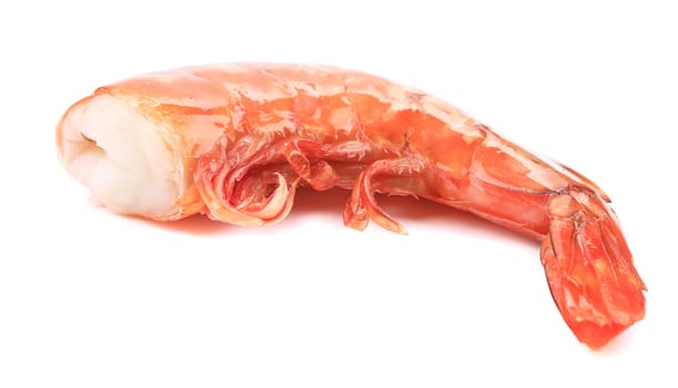 Beautiful boiled shrimps closeup. Isolated on a white background.