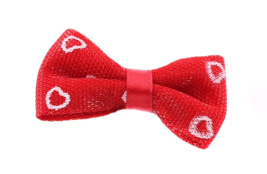 Red pretty bow tie. Isolated on a white background.