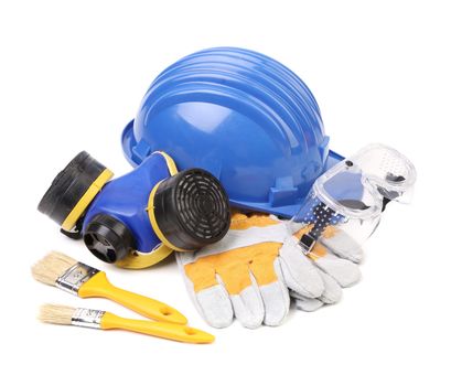 Working equipment for builders. Isolated on a white background.